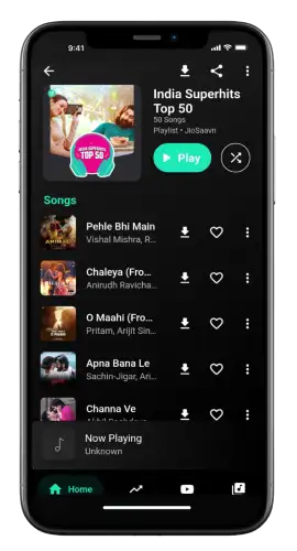 BlackHole APK songs downloading interface screenshot